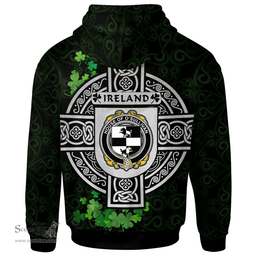 ScotsTee Shop Irish House of O'SULLIVAN (Beare) Coat of Arms Irish Hoodie Celtic Ireland Coat Of Arms Badge Pewter Harp Pin