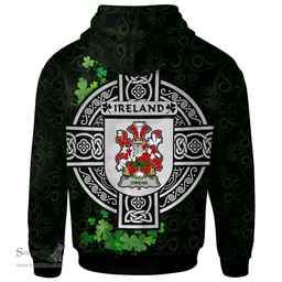 ScotsTee Shop Irish Owens Coat of Arms Irish Hoodie Celtic Ireland Coat Of Arms Badge Pewter Harp Pin