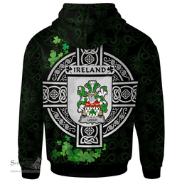 ScotsTee Shop Irish Leech Coat of Arms Irish Hoodie Celtic Ireland Coat Of Arms Badge Pewter Harp Pin