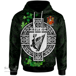 ScotsTee Shop Irish Muschamp Coat of Arms Irish Hoodie Celtic Ireland Coat Of Arms Badge Pewter Harp Pin