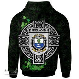 ScotsTee Shop Irish House of WOULFE Coat of Arms Irish Hoodie Celtic Ireland Coat Of Arms Badge Pewter Harp Pin