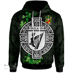 ScotsTee Shop Irish Packenham Coat of Arms Irish Hoodie Celtic Ireland Coat Of Arms Badge Pewter Harp Pin