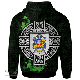 ScotsTee Shop Irish Mecham Coat of Arms Irish Hoodie Celtic Ireland Coat Of Arms Badge Pewter Harp Pin