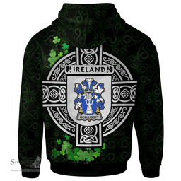 ScotsTee Shop Irish McElligott Coat of Arms Irish Hoodie Celtic Ireland Coat Of Arms Badge Pewter Harp Pin