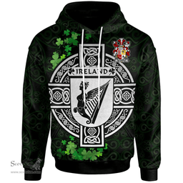 ScotsTee Shop Irish McGrath or McGraw Coat of Arms Irish Hoodie Celtic Ireland Coat Of Arms Badge Pewter Harp Pin
