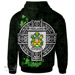 ScotsTee Shop Irish McDonagh or McDonogh Coat of Arms Irish Hoodie Celtic Ireland Coat Of Arms Badge Pewter Harp Pin