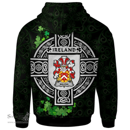 ScotsTee Shop Irish Malpas Coat of Arms Irish Hoodie Celtic Ireland Coat Of Arms Badge Pewter Harp Pin
