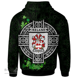 ScotsTee Shop Irish Kavanagh or Cavanagh Coat of Arms Irish Hoodie Celtic Ireland Coat Of Arms Badge Pewter Harp Pin