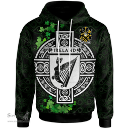 ScotsTee Shop Irish Purcell Coat of Arms Irish Hoodie Celtic Ireland Coat Of Arms Badge Pewter Harp Pin