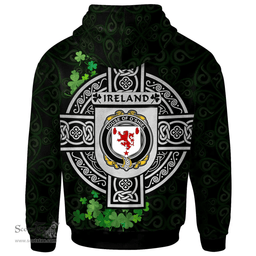 ScotsTee Shop Irish House of O'SHIEL Coat of Arms Irish Hoodie Celtic Ireland Coat Of Arms Badge Pewter Harp Pin