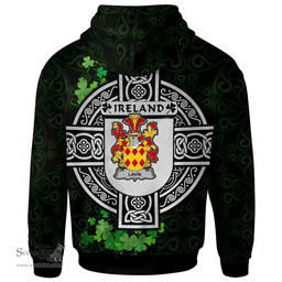 ScotsTee Shop Irish Lavin or O'Lavin Coat of Arms Irish Hoodie Celtic Ireland Coat Of Arms Badge Pewter Harp Pin