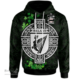 ScotsTee Shop Irish Lill Coat of Arms Irish Hoodie Celtic Ireland Coat Of Arms Badge Pewter Harp Pin