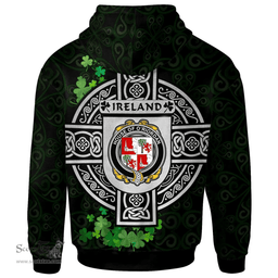 ScotsTee Shop Irish House of O'RIORDAN Coat of Arms Irish Hoodie Celtic Ireland Coat Of Arms Badge Pewter Harp Pin