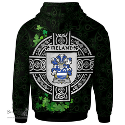 ScotsTee Shop Irish Nevins or McNevins Coat of Arms Irish Hoodie Celtic Ireland Coat Of Arms Badge Pewter Harp Pin