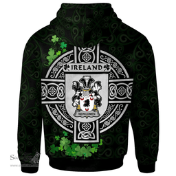 ScotsTee Shop Irish Newcomen or Newcombe Coat of Arms Irish Hoodie Celtic Ireland Coat Of Arms Badge Pewter Harp Pin