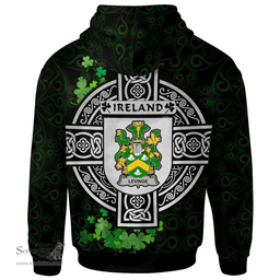 ScotsTee Shop Irish Levinge or Levens Coat of Arms Irish Hoodie Celtic Ireland Coat Of Arms Badge Pewter Harp Pin