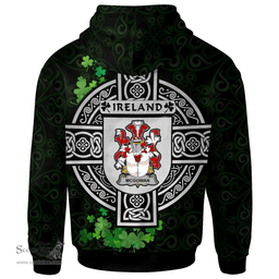 ScotsTee Shop Irish McGowan or McGouan Coat of Arms Irish Hoodie Celtic Ireland Coat Of Arms Badge Pewter Harp Pin