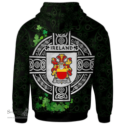 ScotsTee Shop Irish McCarron Coat of Arms Irish Hoodie Celtic Ireland Coat Of Arms Badge Pewter Harp Pin
