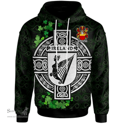 ScotsTee Shop Irish McCarron Coat of Arms Irish Hoodie Celtic Ireland Coat Of Arms Badge Pewter Harp Pin