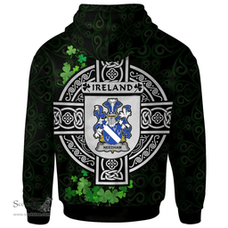 ScotsTee Shop Irish Needham or O'Nee Coat of Arms Irish Hoodie Celtic Ireland Coat Of Arms Badge Pewter Harp Pin