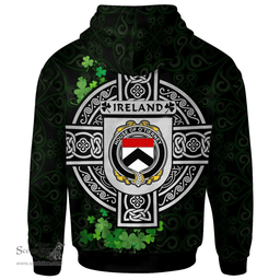 ScotsTee Shop Irish House of O'TIERNEY Coat of Arms Irish Hoodie Celtic Ireland Coat Of Arms Badge Pewter Harp Pin