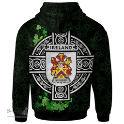 ScotsTee Shop Irish McCusker or Cosker Coat of Arms Irish Hoodie Celtic Ireland Coat Of Arms Badge Pewter Harp Pin