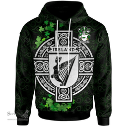 ScotsTee Shop Irish Rossiter Coat of Arms Irish Hoodie Celtic Ireland Coat Of Arms Badge Pewter Harp Pin