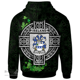 ScotsTee Shop Irish Weir or McWeir Coat of Arms Irish Hoodie Celtic Ireland Coat Of Arms Badge Pewter Harp Pin