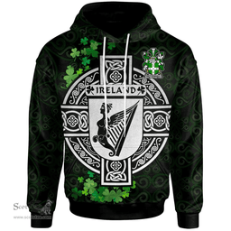 ScotsTee Shop Irish Wettenhall Coat of Arms Irish Hoodie Celtic Ireland Coat Of Arms Badge Pewter Harp Pin