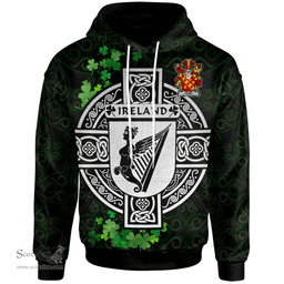 ScotsTee Shop Irish Rowe Coat of Arms Irish Hoodie Celtic Ireland Coat Of Arms Badge Pewter Harp Pin