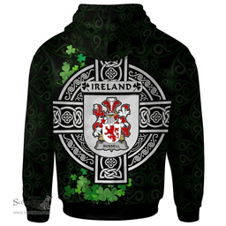 ScotsTee Shop Irish Russell Coat of Arms Irish Hoodie Celtic Ireland Coat Of Arms Badge Pewter Harp Pin