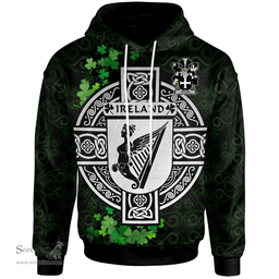 ScotsTee Shop Irish Upton Coat of Arms Irish Hoodie Celtic Ireland Coat Of Arms Badge Pewter Harp Pin