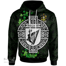 ScotsTee Shop Irish Warner Coat of Arms Irish Hoodie Celtic Ireland Coat Of Arms Badge Pewter Harp Pin