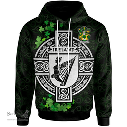 ScotsTee Shop Irish Rothe Coat of Arms Irish Hoodie Celtic Ireland Coat Of Arms Badge Pewter Harp Pin