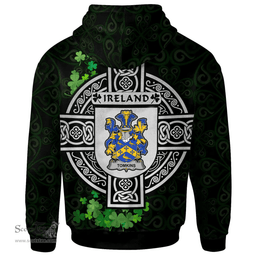 ScotsTee Shop Irish Tomkins Coat of Arms Irish Hoodie Celtic Ireland Coat Of Arms Badge Pewter Harp Pin