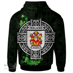 ScotsTee Shop Irish Williams Coat of Arms Irish Hoodie Celtic Ireland Coat Of Arms Badge Pewter Harp Pin