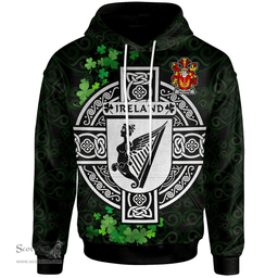 ScotsTee Shop Irish Williams Coat of Arms Irish Hoodie Celtic Ireland Coat Of Arms Badge Pewter Harp Pin