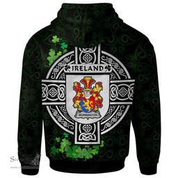 ScotsTee Shop Irish Wormington Coat of Arms Irish Hoodie Celtic Ireland Coat Of Arms Badge Pewter Harp Pin