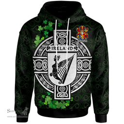 ScotsTee Shop Irish Wormington Coat of Arms Irish Hoodie Celtic Ireland Coat Of Arms Badge Pewter Harp Pin