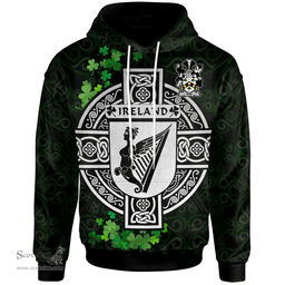 ScotsTee Shop Irish Roe Coat of Arms Irish Hoodie Celtic Ireland Coat Of Arms Badge Pewter Harp Pin