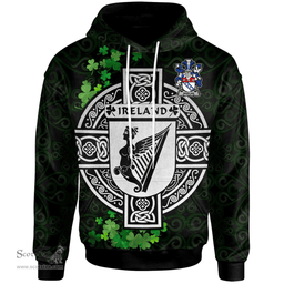 ScotsTee Shop Irish Whelan Coat of Arms Irish Hoodie Celtic Ireland Coat Of Arms Badge Pewter Harp Pin