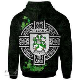 ScotsTee Shop Irish Stokes Coat of Arms Irish Hoodie Celtic Ireland Coat Of Arms Badge Pewter Harp Pin