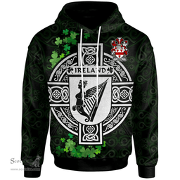 ScotsTee Shop Irish Toto Coat of Arms Irish Hoodie Celtic Ireland Coat Of Arms Badge Pewter Harp Pin