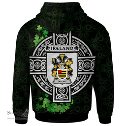 ScotsTee Shop Irish Tallant or Tallon Coat of Arms Irish Hoodie Celtic Ireland Coat Of Arms Badge Pewter Harp Pin