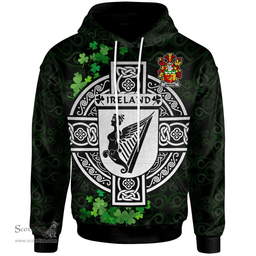 ScotsTee Shop Irish Simpson Coat of Arms Irish Hoodie Celtic Ireland Coat Of Arms Badge Pewter Harp Pin