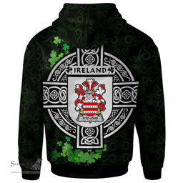 ScotsTee Shop Irish Fitz-John Coat of Arms Irish Hoodie Celtic Ireland Coat Of Arms Badge Pewter Harp Pin