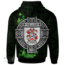 ScotsTee Shop Irish Sanders Coat of Arms Irish Hoodie Celtic Ireland Coat Of Arms Badge Pewter Harp Pin