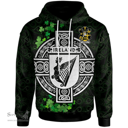 ScotsTee Shop Irish Rock Coat of Arms Irish Hoodie Celtic Ireland Coat Of Arms Badge Pewter Harp Pin