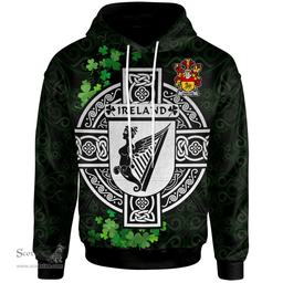 ScotsTee Shop Irish Uniacke Coat of Arms Irish Hoodie Celtic Ireland Coat Of Arms Badge Pewter Harp Pin