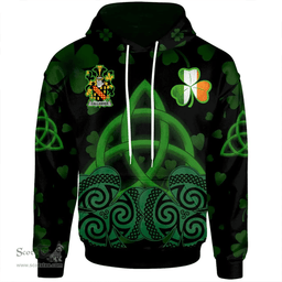ScotsTee Shop Irish Callander Coat of Arms Irish Hoodie Celtic Knot And Shamrock Black Pattern